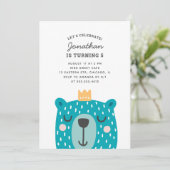 Invitation Ours bleu mignon. Fête d'anniversaire pour enfants (Debout devant)