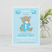 Invitation Ours bleu, quel que soit l'âge ou le premier anniv (Debout devant)