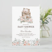 Invitation Ours boisé Boho et Baby shower floral (Debout devant)