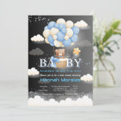 Invitation Ours Brown Avec Ballons Baby shower double couleur (Debout devant)