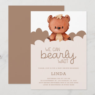 Invitation Ours Brown Nous Pouvons Attendre Baby shower