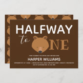 Invitation Ours Brown Six Mois Bébé Demi-Anniversaire (Devant / Derrière)