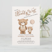 Invitation Ours Brown Teddy Nous Pouvons Attendre Baby shower (Debout devant)