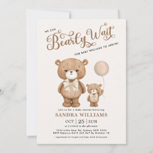 Invitation Ours Brown Teddy Nous Pouvons Attendre Baby shower