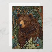 Invitation Ours brun rétro oeuvre boho forêt (Devant / Derrière)