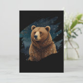 Invitation Ours brun rétro paysage étoilé de minuit (Debout devant)
