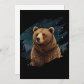 Invitation Ours brun rétro paysage étoilé de minuit (Devant / Derrière)