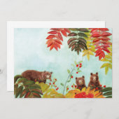 Invitation Ours bruns mangeant des baies de sorbier rouge (Devant / Derrière)