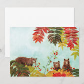 Invitation Ours bruns mangeant des baies de sorbier rouges  (Devant / Derrière)