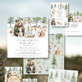 Invitation Ours Cerf Écureuil Forêt Cute Animaux Baby shower
