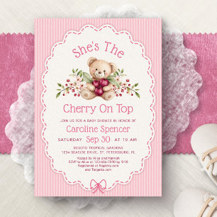 Invitation Ours Cerise Sur Le Haut Baby Shower