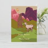 Invitation Ours Chèvre Rose Mountains Gold Moon Mariage (Debout devant)