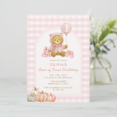 Invitation Ours Citrouille Soft Pink Beary Premier anniversai (Debout devant)