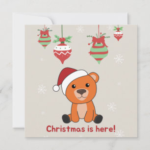 Invitation Ours Colorés Joyeux Noël Animaux d'Hiver Ours
