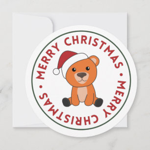 Invitation Ours Colorés Joyeux Noël Animaux d'Hiver Ours