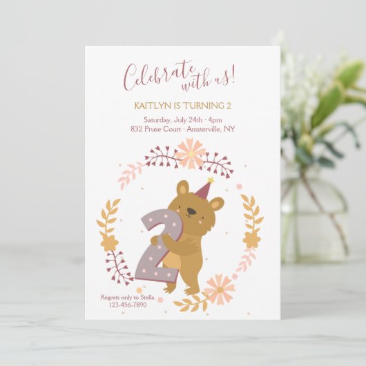 Invitation Ours d'anniversaire (Debout devant)