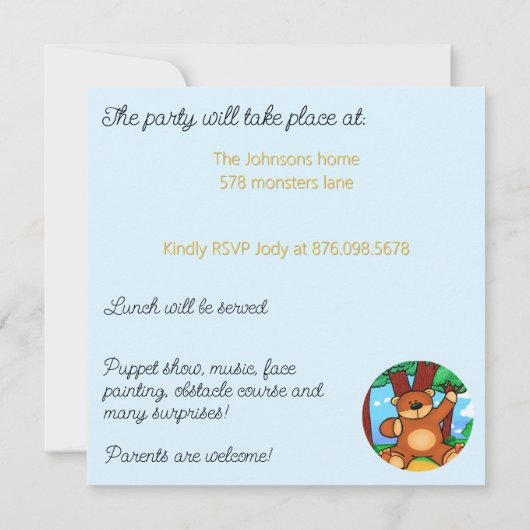 Invitation Ours dans les prairies (Dos)