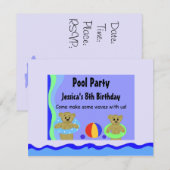 Invitation Ours Dans Les Tubes Flottants Anniversaire (Devant / Derrière)