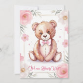 Invitation Ours d'aquarelle délicat avec un arc en rose (Devant)