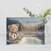 Invitation Ours D'Aquarelle Tournant Un Lac Forestier Anniver (Debout devant)
