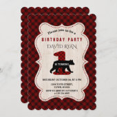 Invitation Ours de bison rouge de bison de bûcheron, premier (Devant / Derrière)