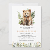 Invitation Ours de bois | Baby shower moderne neutre (Devant)