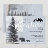 Invitation Ours de bois Baby shower par courrier (Devant / Derrière)