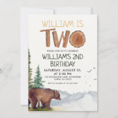 Invitation Ours de bois personnalisé Garçons 2e anniversaire (Devant)