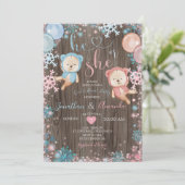 Invitation Ours de bois Révélation de genre Lui ou elle Flamm (Debout devant)