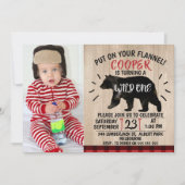 Invitation Ours de bûcheron sauvage 1er anniversaire Invitati (Devant)