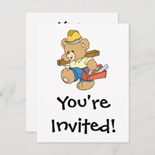 Invitation Ours de charpentier de construction (Devant / Derrière)