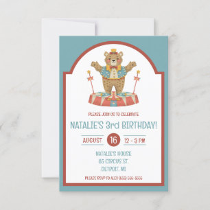 Invitation Ours de cirque sur le podium Fête d'anniversaire p
