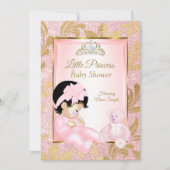 Invitation Ours de fête de bébé rose pailleté or (Devant)
