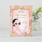 Invitation Ours de fête de bébé rose pailleté or (Debout devant)