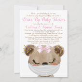 Invitation Ours de fille avec Masque lecteur Par Baby shower (Devant)