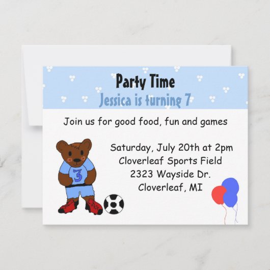 Invitation Ours de football mignon (Devant)