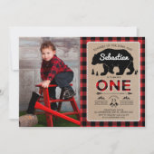 Invitation Ours de forêt de Lumberjack Un premier anniversair (Devant)