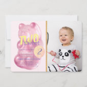 Invitation Ours de gomme rose Deux filles douces Photo 2e ann (Devant)