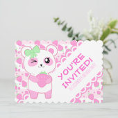 Invitation Ours de Kawaii Panda, mûr fraise rose (Debout devant)