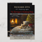 Invitation Ours de la fête de Noël du Feu (Devant / Derrière)