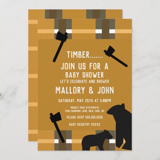 Invitation Ours de la nature et bûcherons (Devant / Derrière)