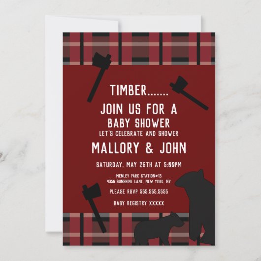 Invitation Ours de la nature et bûcherons (Devant)