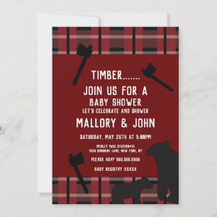 Invitation Ours de la nature et bûcherons