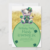 Invitation Ours de la Saint-Patrick Anniversaire Or Vert (Devant)
