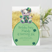 Invitation Ours de la Saint-Patrick Anniversaire Or Vert (Debout devant)