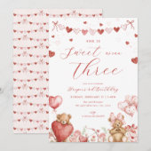 Invitation Ours de la Saint-Valentin Cœurs Douce Troisième In (Devant / Derrière)