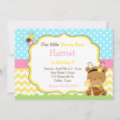 Invitation Ours de miel et abeille bourde Anniversaire (Devant)