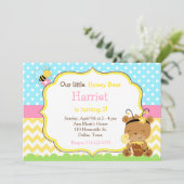 Invitation Ours de miel et abeille bourde Anniversaire (Debout devant)