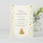 Invitation Ours de miel Floral Baby Anniversaire (Debout devant)