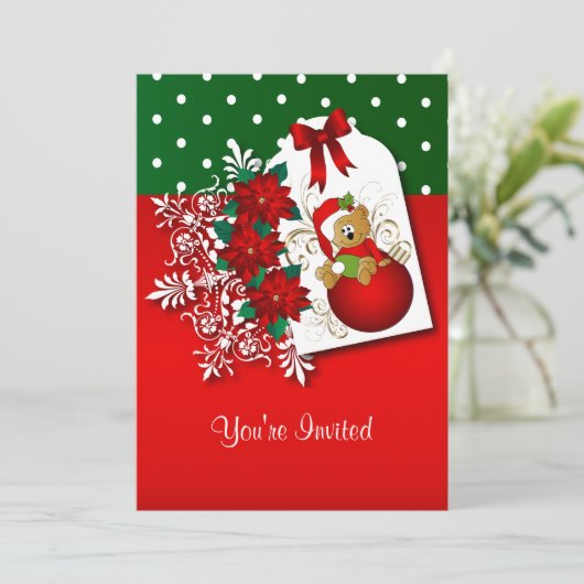 Invitation Ours de Noël Festif (Debout devant)